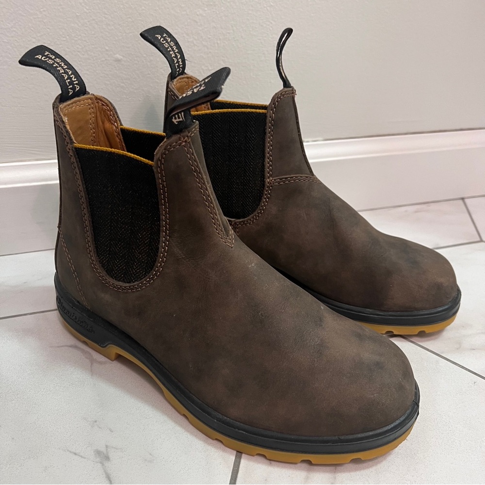Blundstone 1944 Rustic Brown / Mustard Black Leather Chelsea Boots Size 8 Women